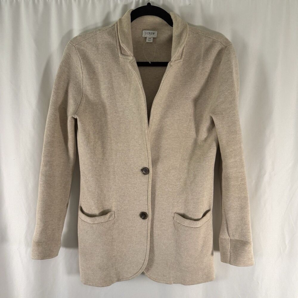J. Crew Cardigan Women's XS Beige 2 Button Front Pockets 100% Cotton